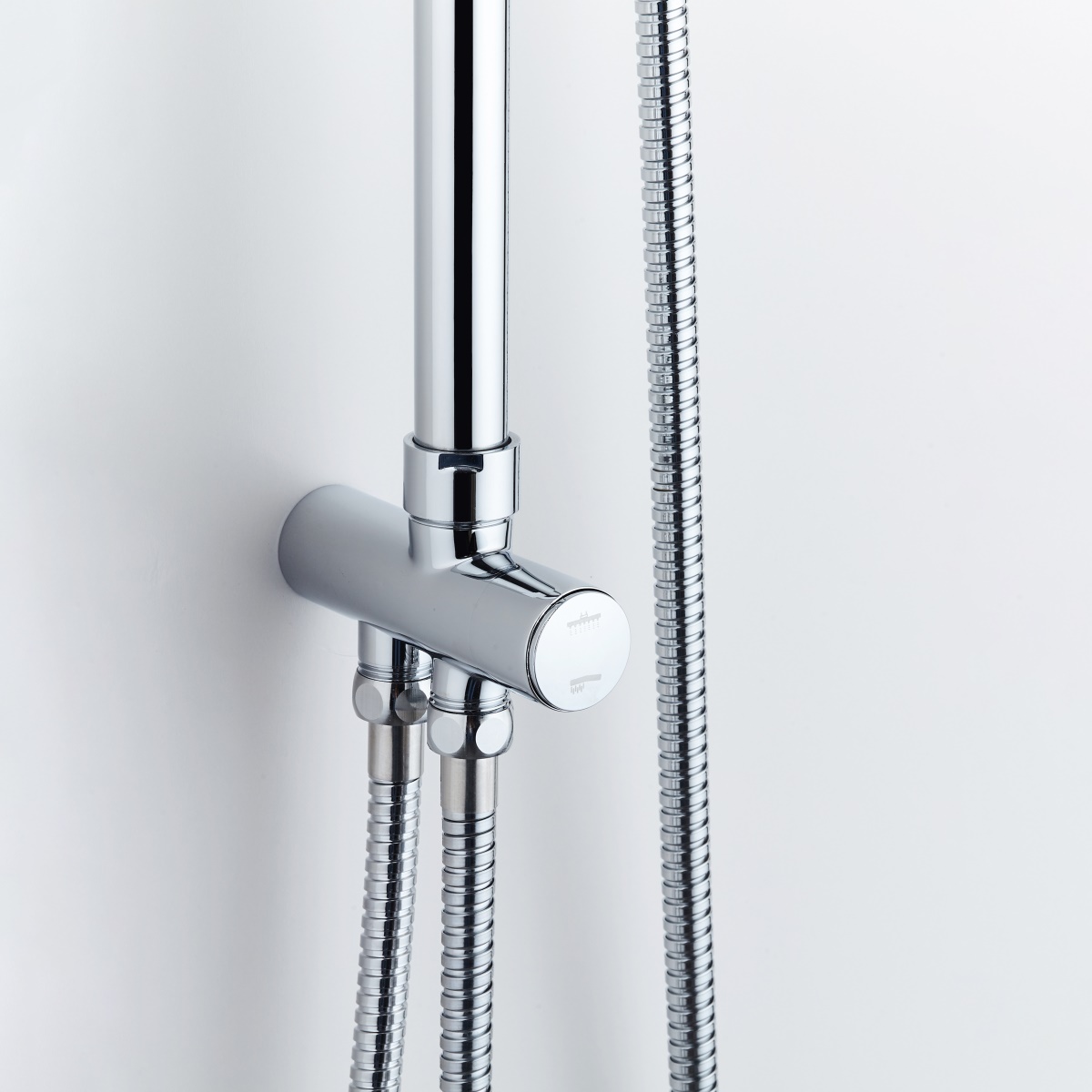 YS34142	Shower column, rain shower column with button switch diverter, height adjustable;