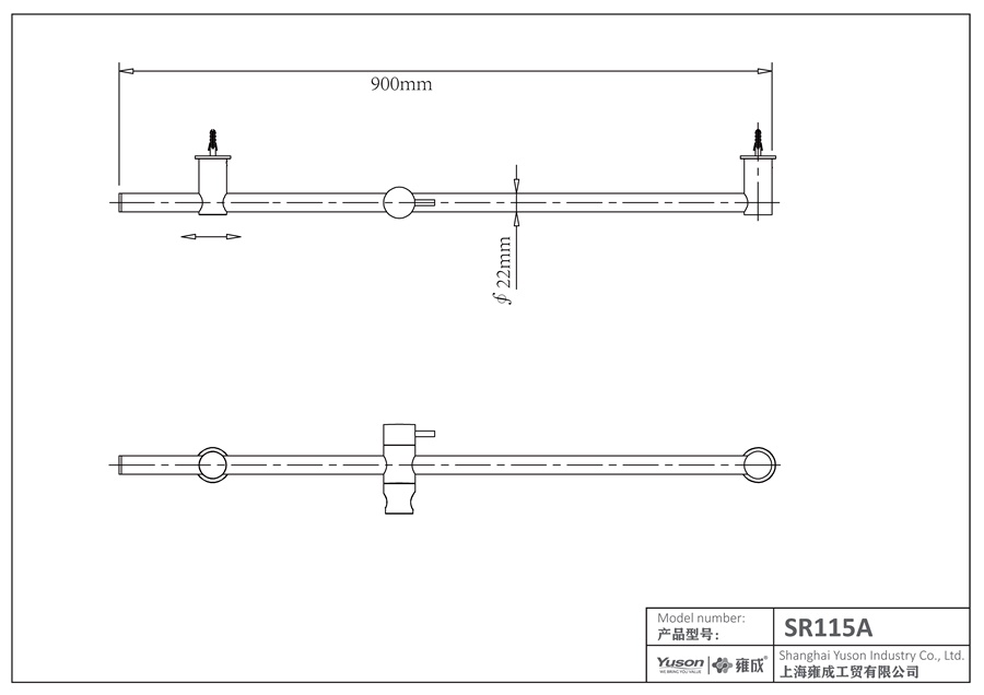 SR115A	SUS201 Square sliding bar, shower rail, shower wall rail;