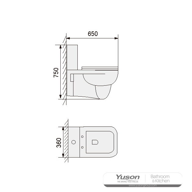 YS22212HT	Wall-hung ceramic toilet, Wall-mounted toilet, washdown;