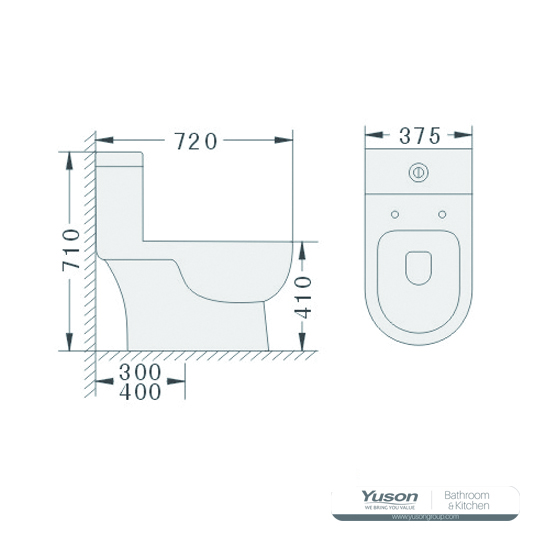 YS24272	One piece ceramic toilet, siphonic;