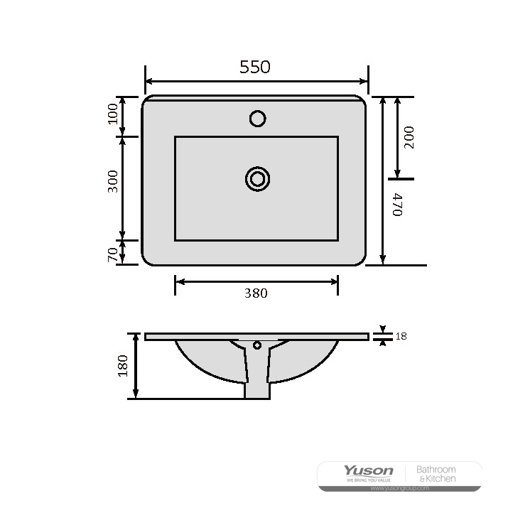 YS27286-55R	Ceramic cabinet basin, vanity basin, lavatory sink;