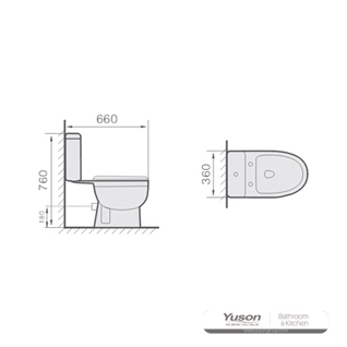 YS22206P	2-piece ceramic toilet, close coupled P-trap washdown toilet;