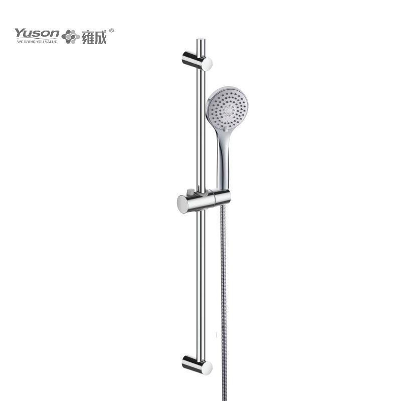 YS33279A ø19mm Sliding shower set SS Sliding Bar, 3-Function Hand Shower 1.5m Stainless Steel Shower Hose, With Soap Dish