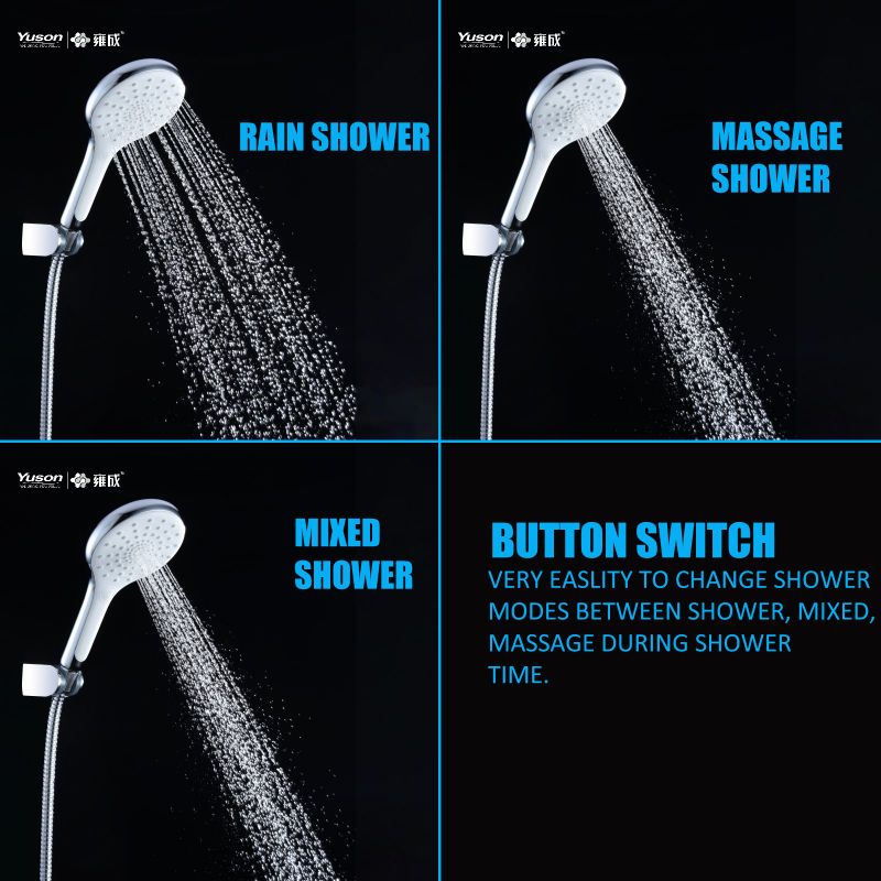 YS33135 ø22mm Sliding shower set SS Sliding Bar, 3-Function Hand Shower Soft Face 1.5m Stainless Steel Shower Hose