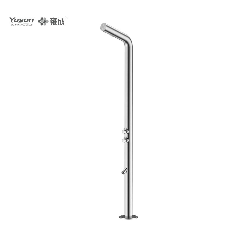 YS78659 3-Function 304 or 316l Outdoor Pool Shower Column For Poolside Resorts, Beachfront High Corrosion Area With Foot Rinsing Spray