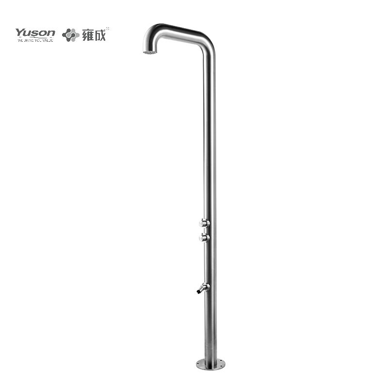 YS78663 2-Function 304 or 316l Outdoor Pool Shower Column For Poolside Resorts, Beachfront High Corrosion Area With Foot Spray