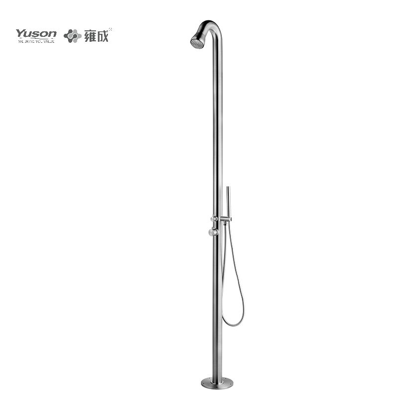 YS78664 2-Function 304 or 316l Outdoor Pool Shower Column For Poolside Resorts, Beachfront High Corrosion Area With Hand Shower