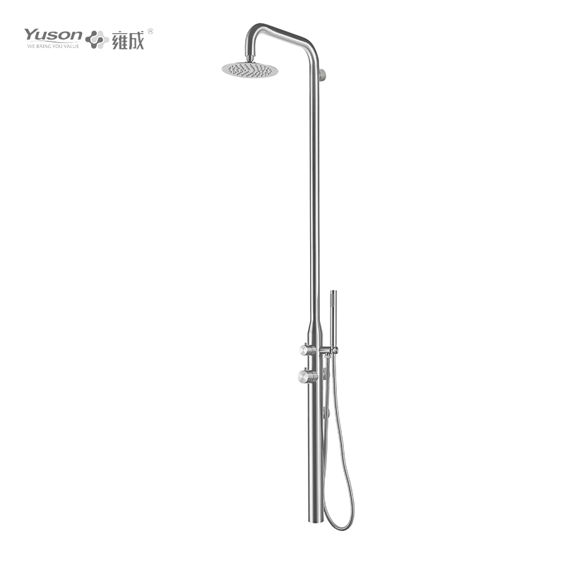 YS78679 Wall-Mounted 2-Function 304 or 316l Outdoor Pool Shower Column For Poolside Resorts, Beachfront High Corrosion Area