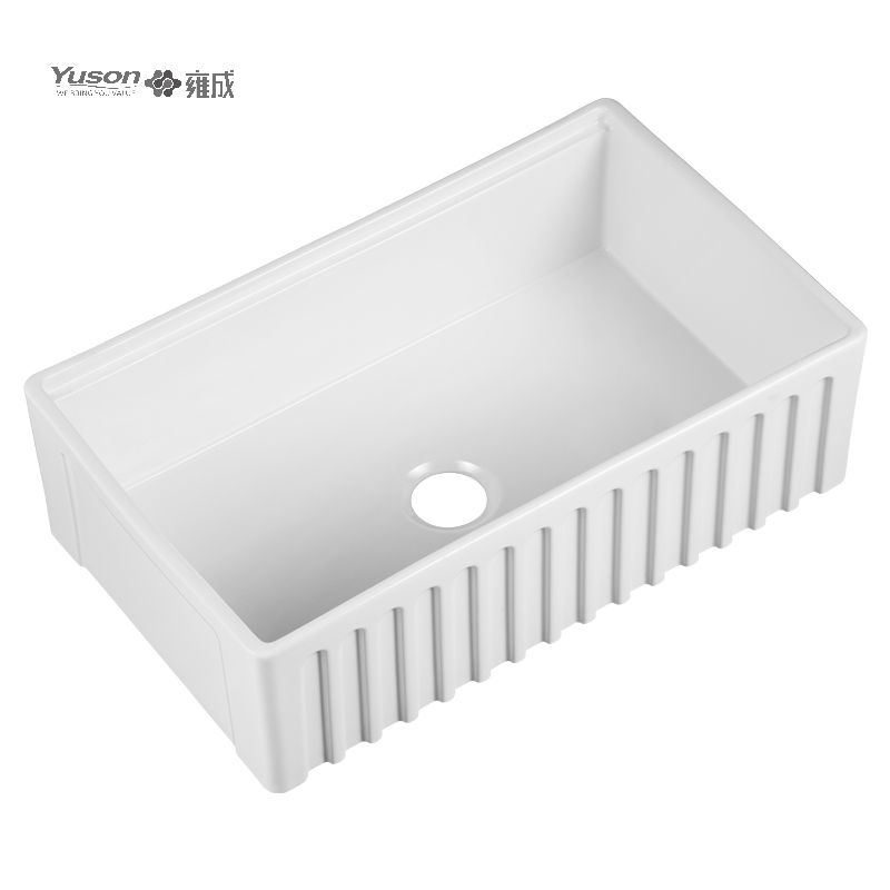 YS27112-3320	33x20 Inch Manufactuer Single Bowl VC Vitreous China Apron front kitchen sink farmhouse kitchen sink with drainboard