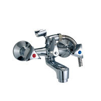 1102-10	brass faucet double handles hot/cold water wall-mounted bathtub mixer with hand shower holder