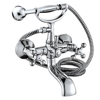 1108-10	brass faucet double handles hot/cold water wall-mounted bathtub mixer with hand shower and hose