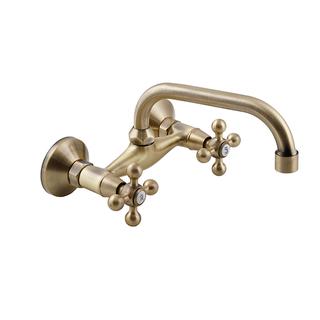 1108AB-71	brass faucet double handles hot/cold water wall-mounted kitchen mixer, sink mixer