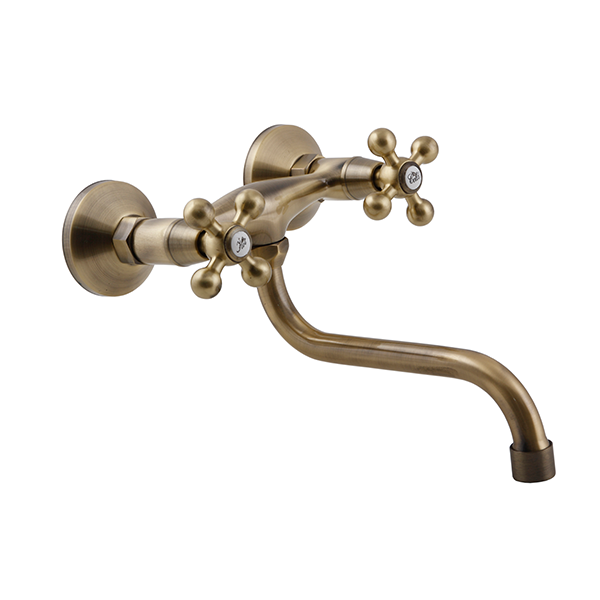 1108AB-72	brass faucet double handles hot/cold water wall-mounted kitchen mixer, sink mixer