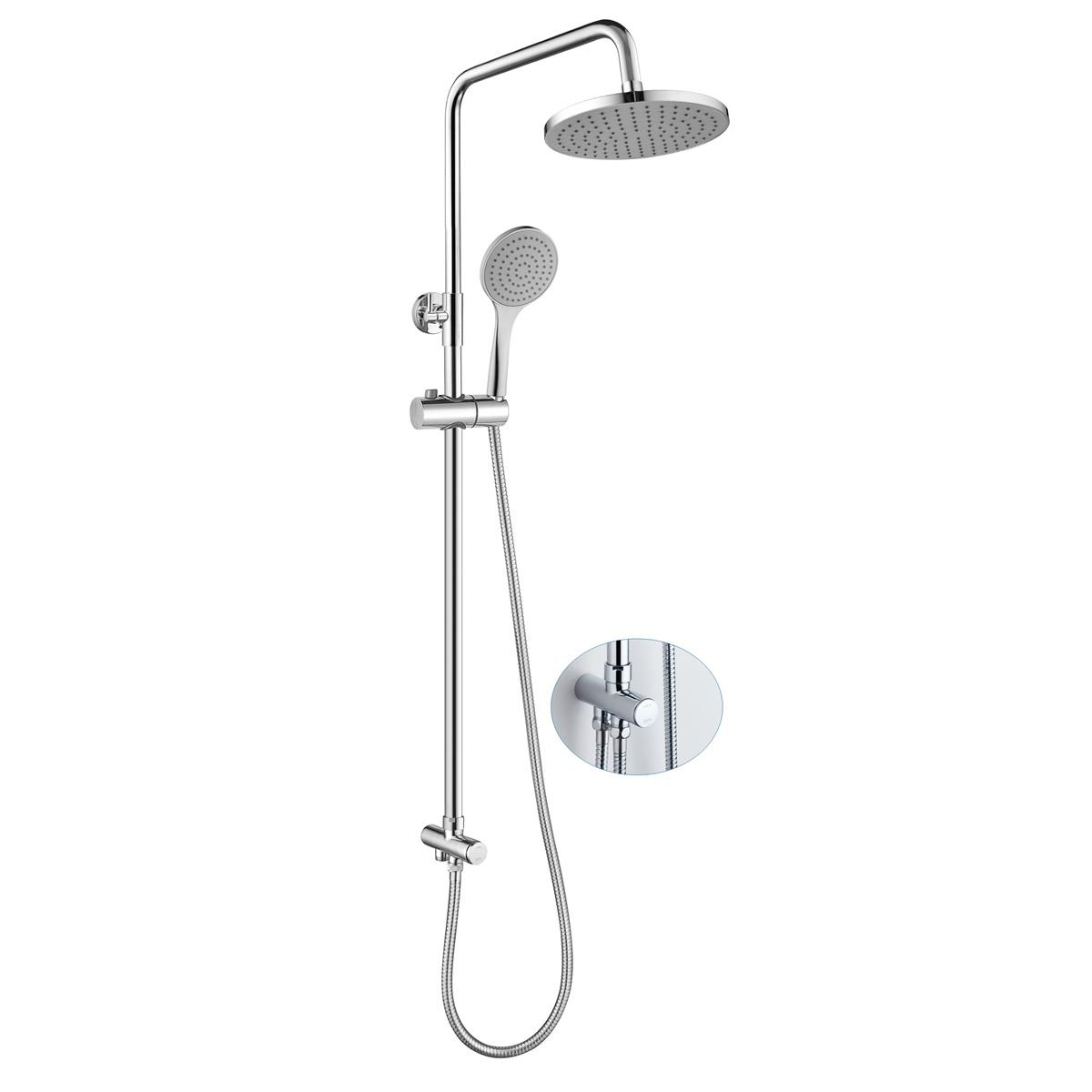 YS34141	Shower column, rain shower column with button switch diverter, height adjustable;
