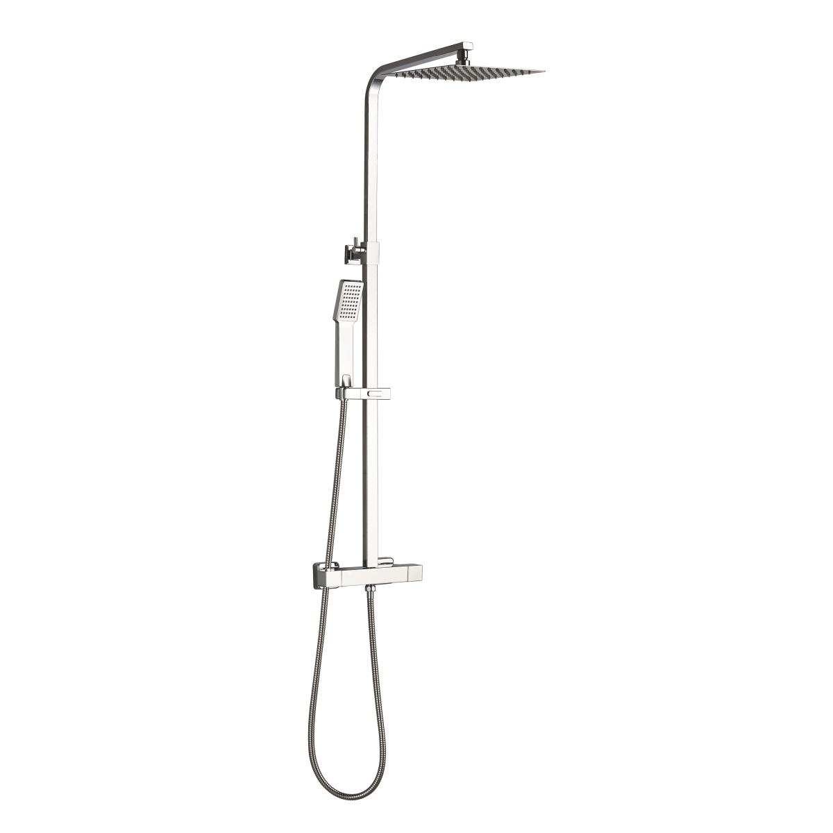 YS34186	Square shower column, thermostatic rain shower column, height adjustable;