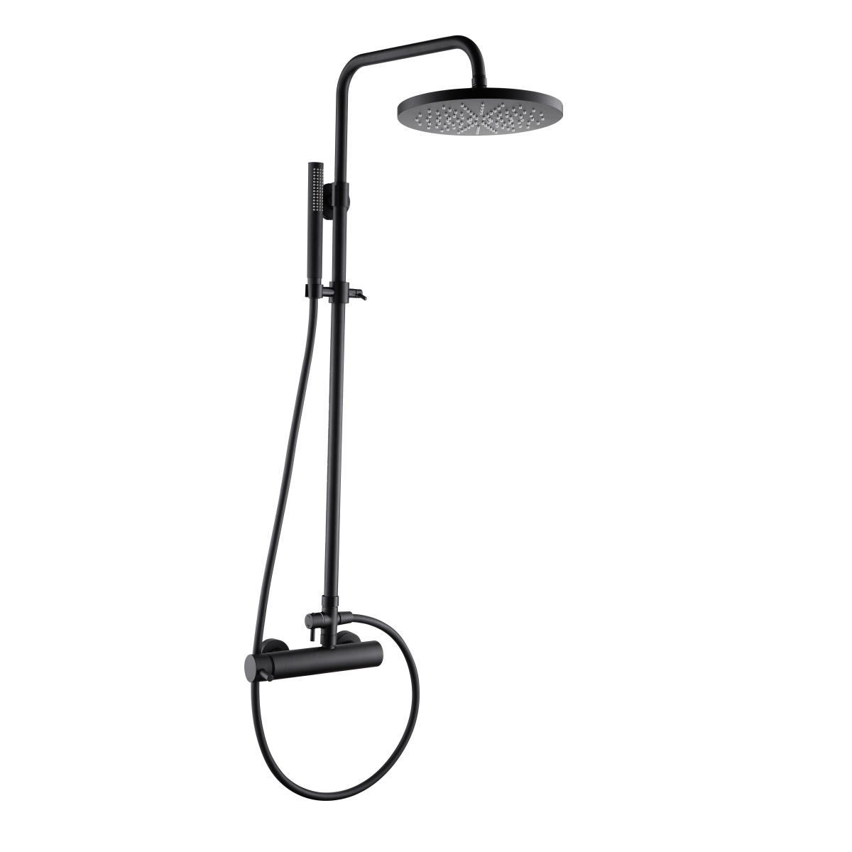 YS34188D	Matt black brass shower column, high end rain shower column, height adjustable;