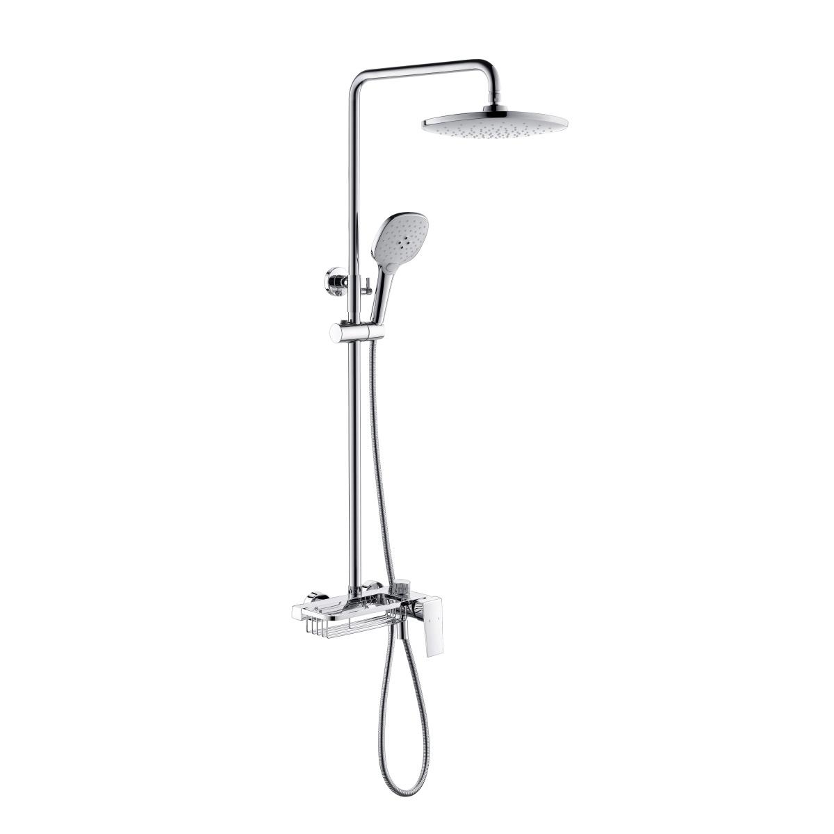 YS34249	Multi-purpose shower column, rain shower column with faucet, spout and basket, height adjustable;