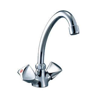 1102-50	brass faucet double handles hot/cold water deck-mounted kitchen mixer, sink mixer