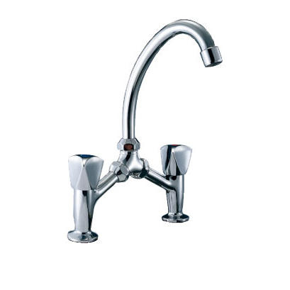 1102-52	brass faucet double handles hot/cold water deck-mounted kitchen mixer, sink mixer