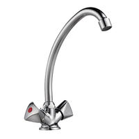 1102-54	brass faucet double handles hot/cold water deck-mounted kitchen mixer, sink mixer