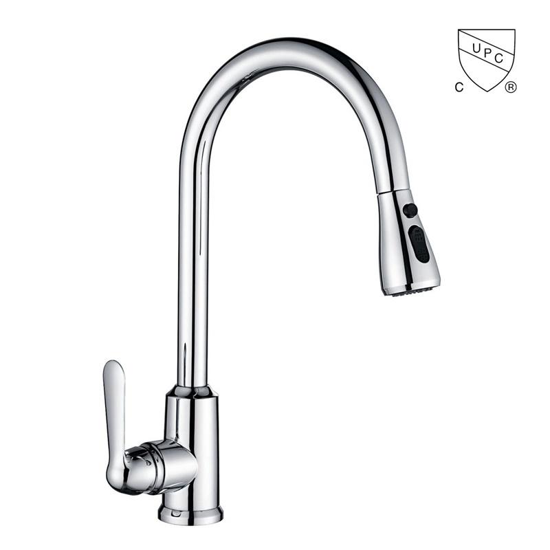 C0019-1	UPC, CUPC certified brass faucet 1-handle deck mount pull-out handle/lever kitchen faucet;