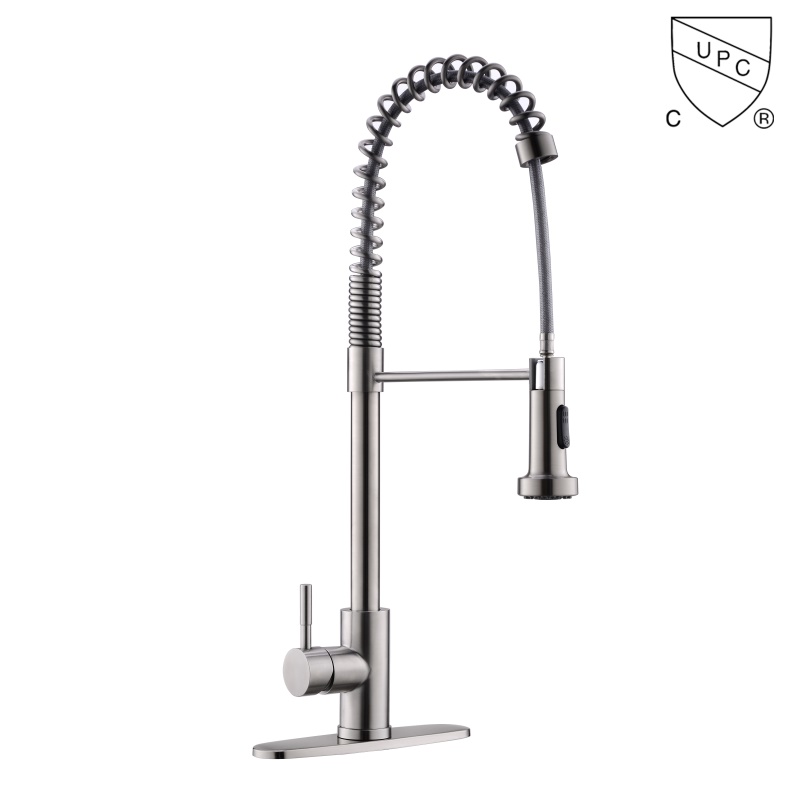 C0052	UPC, CUPC certified brass faucet 1-handle deck mount pre-rinse handle/lever kitchen faucet;