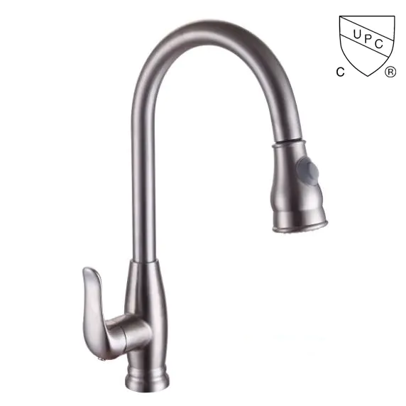 C0087	UPC, CUPC certified brass faucet 1-handle deck mount pull-out handle/lever kitchen faucet;