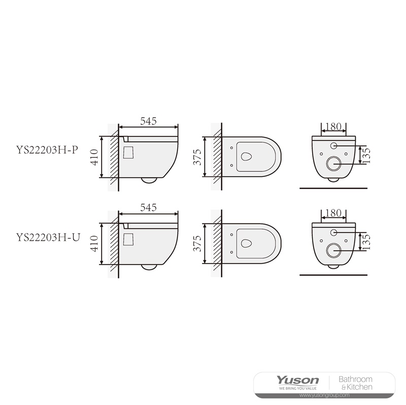 YS22203H	Wall-hung ceramic toilet, Wall-mounted toilet, washdown;