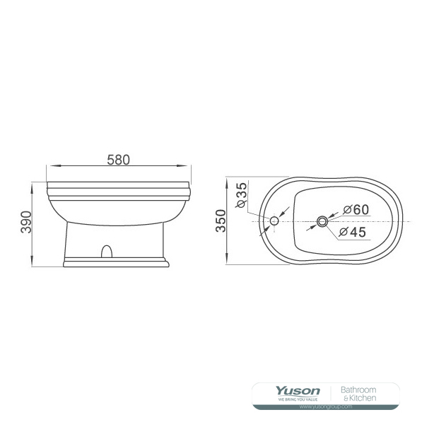 YS22209W	Ceramic floor stand bidet;