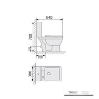 YS22212P	2-piece ceramic toilet, close coupled P-trap washdown toilet;