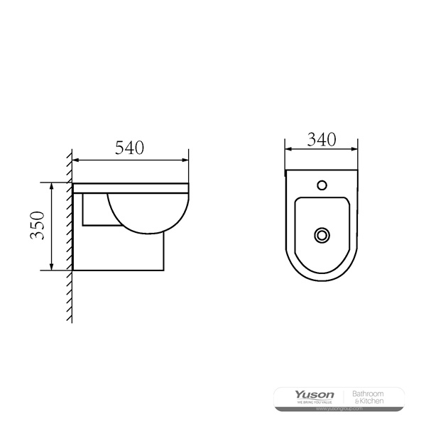 YS22215WH	Ceramic wall-mounted bidet;