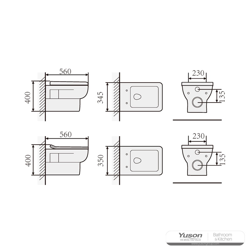 YS22233H	Wall-hung ceramic toilet, Wall-mounted toilet, washdown;