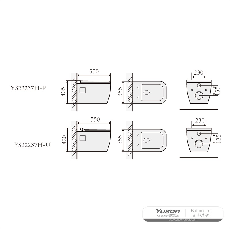 YS22237H	Wall-hung ceramic toilet, Wall-mounted toilet, washdown;