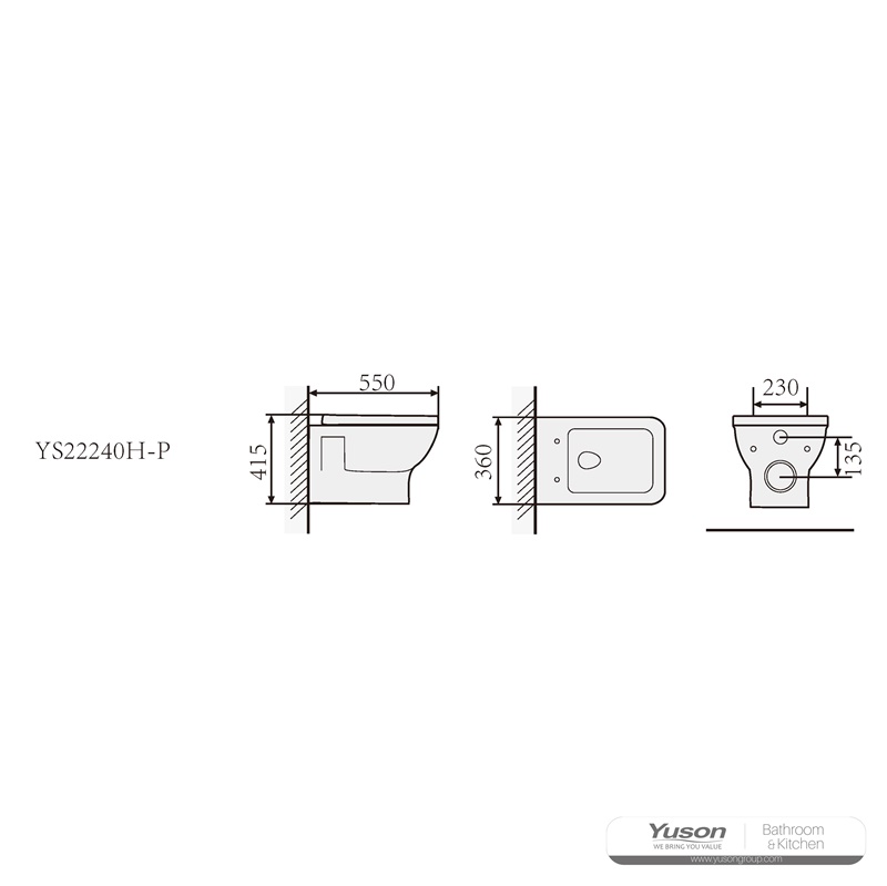 YS22240H	Wall-hung ceramic toilet, Wall-mounted toilet, washdown;