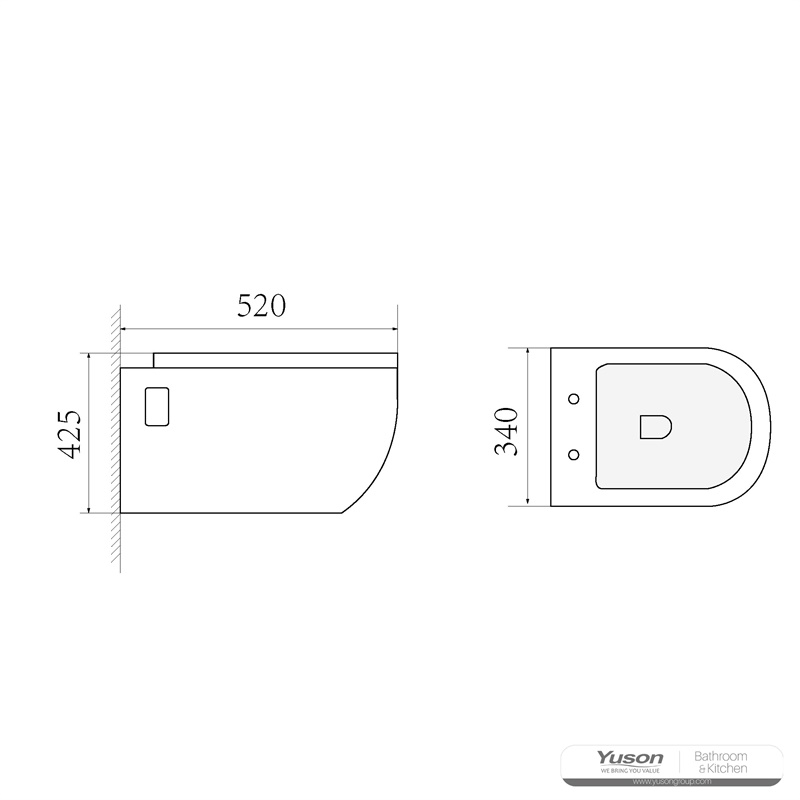 YS22246H	Wall-hung ceramic toilet, Wall-mounted toilet, washdown;