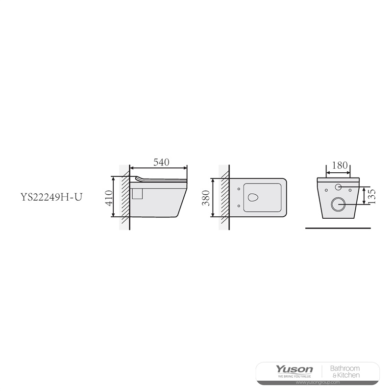 YS22249H	Wall-hung ceramic toilet, Wall-mounted toilet, washdown;