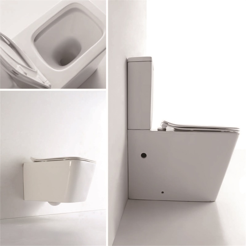 YS22251P	2-piece Rimless ceramic toilet, P-trap washdown toilet;