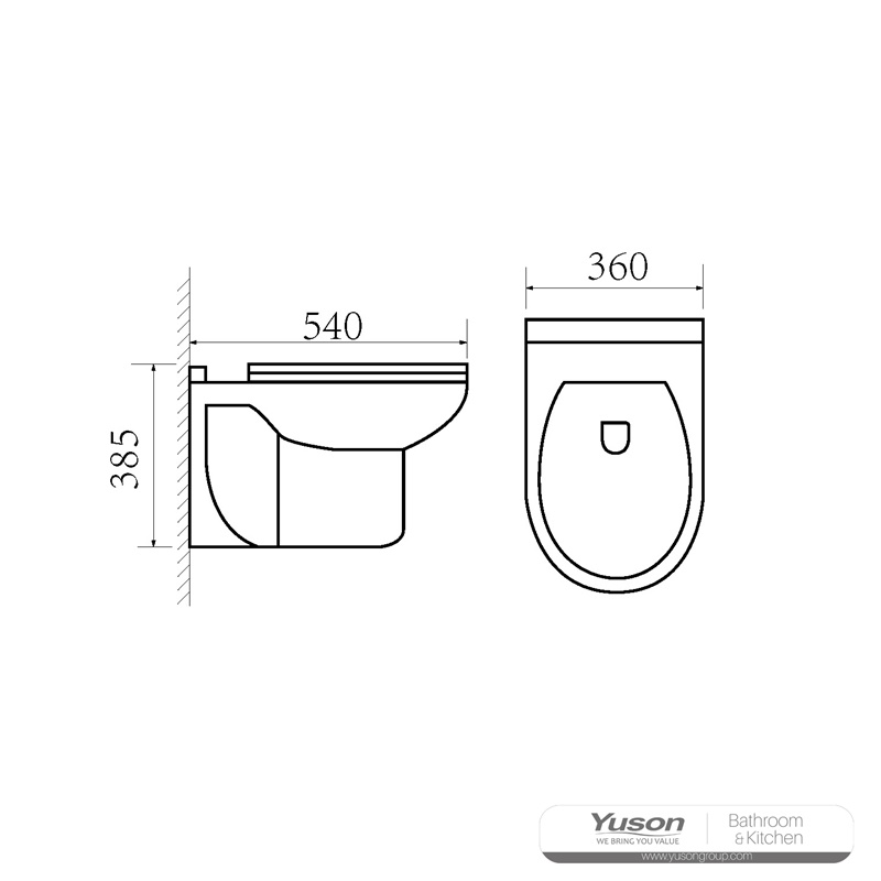 YS22269H	Wall-hung ceramic toilet, Wall-mounted toilet, washdown;