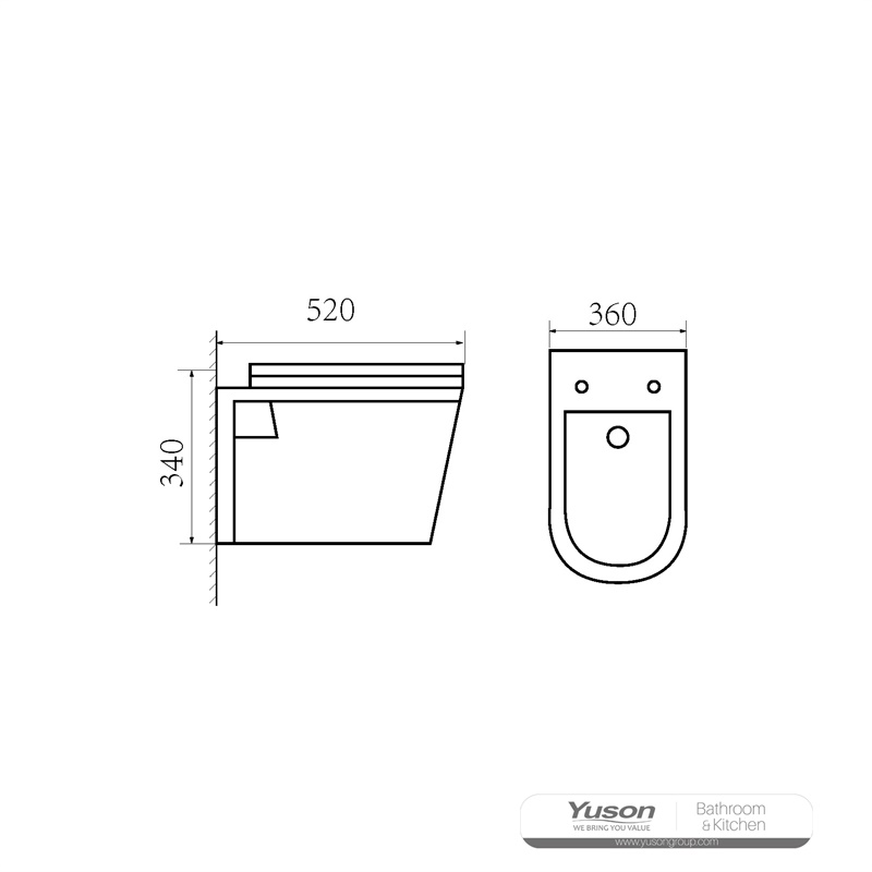 YS22273H	Wall-hung ceramic toilet, Wall-mounted toilet, washdown;