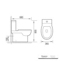 YS22275	2-piece Rimless ceramic toilet, P-trap washdown toilet;