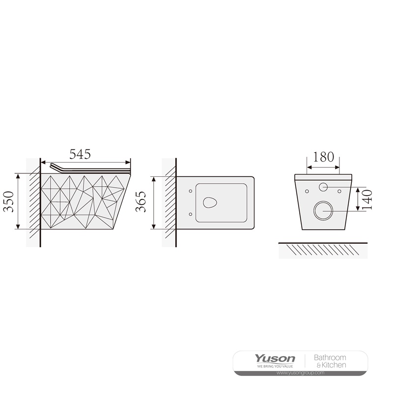 YS22289H	Wall-hung ceramic toilet, Wall-mounted toilet, washdown;