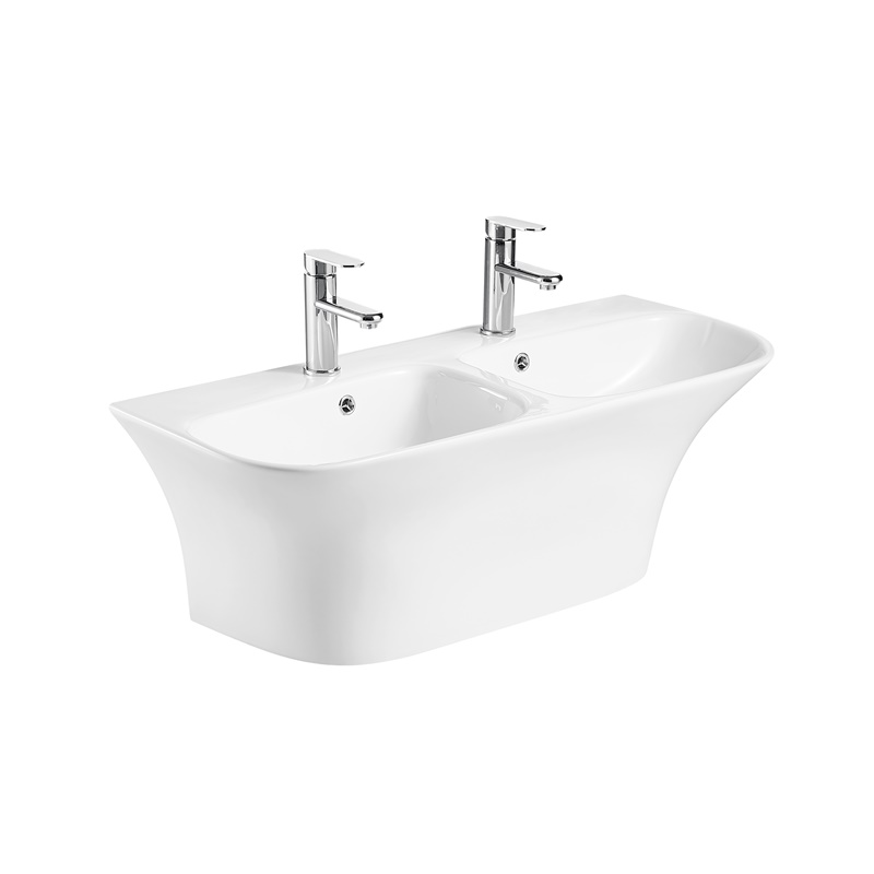 YS22291D	Ceramic wall mounted double basins, one piece totem basin;