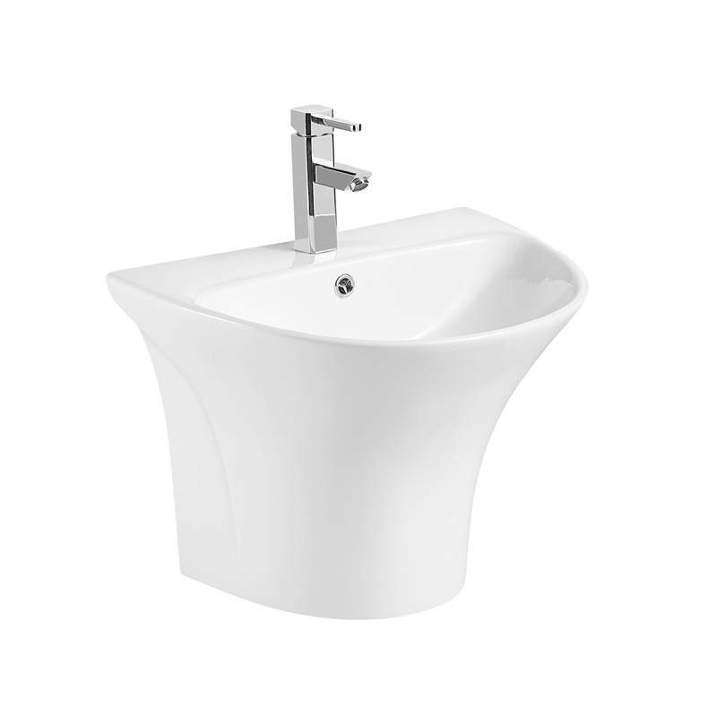 YS22294BH	Ceramic wall mounted basin, one piece totem basin;