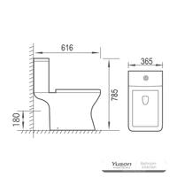 YS22297	2-piece Rimless ceramic toilet, P-trap washdown toilet;