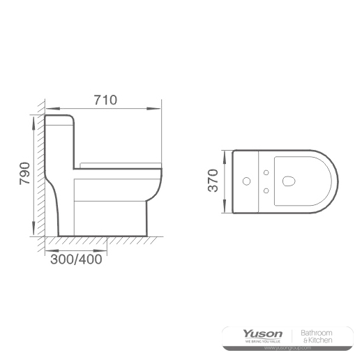YS24248	One piece ceramic toilet, siphonic;
