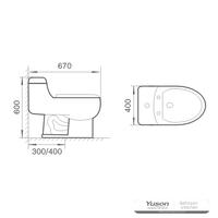 YS24257	One piece ceramic toilet, siphonic;