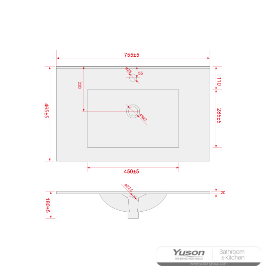 YS27286-75	Ceramic cabinet basin, vanity basin, lavatory sink;