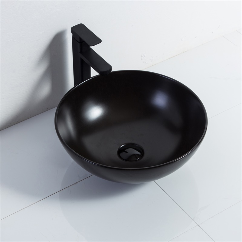 YS28401-MB	Matt black ceramic above counter basin, artistic basin, ceramic sink;