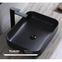 YS28434-MB	Matt black ceramic above counter basin, artistic basin, ceramic sink;