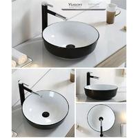YS28447-BW	Black and white ceramic above counter basin, artistic basin, ceramic sink;